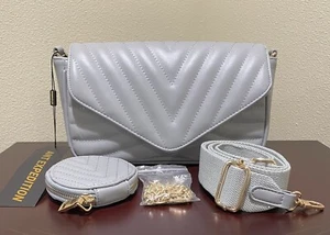 Quilted Convertible Crossbody Shoulder Bag with Chain Strap & Coin Purse - Picture 1 of 12