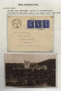1952 BALMORAL CASTLE/CROWN three datestamps on Envelope to Huddersfield - Picture 1 of 1