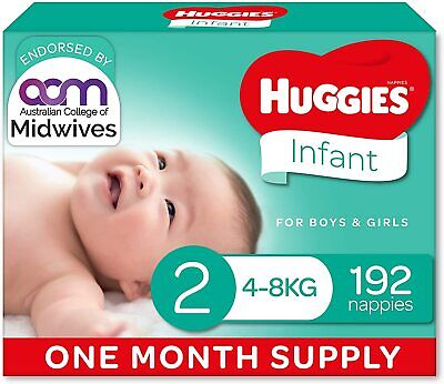 Huggies Infant Nappies Size 2 (4-8kg) 1 Month Supply 192 Count • 79.99$