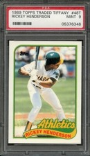 / 1989 TOPPS TRADED TIFFANY 48T RICKEY HENDERSON TIFFANY PSA MINT 9 BB