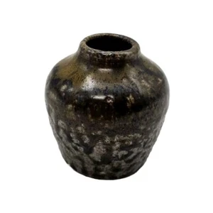 Steinzeug Keramik braune Knospe Vase Handarbeit 2,75 Zoll hoch - Bild 1 von 9