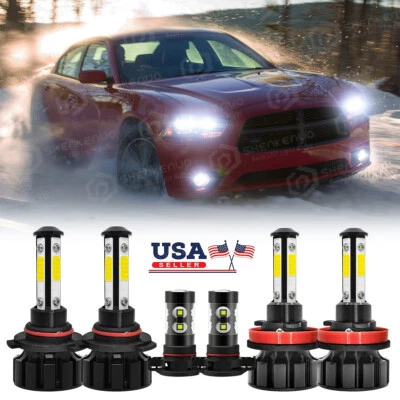 For Dodge Charger 2011-2014 6000K LED Headlights Hi/Lo + Fog Lights 6x Bulbs - Image 1 of 4