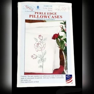 Fundas de almohada borde perla para bordar Jack Dempsey aguja arte rosa NUEVO DE COLECCIÓN - Imagen 1 de 2