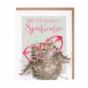 Wrendale Spectacular Owl Birthday Card - Party Animals Cute Glasses Bird Card - Picture 1 of 1