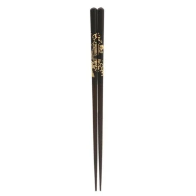 Palillos de laca japonesa palillo de pelo adorno satinado negro/oro afortunado carpa koi Foto 1 de 3