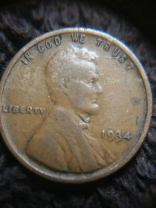 1934 p Lincoln Wheat Cent Lamination Error - Picture 1 of 6