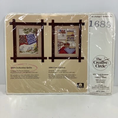 CREATIVE CIRCLE Cross Stitch Clothesline Quilts Kit #1689 Needlework Stitchery - Image 1 of 2