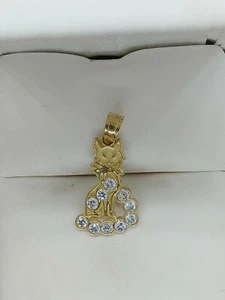 10k Yellow Gold Custom Made Pussy Cat Pendant Free Shipping Anywhere - Picture 1 of 2