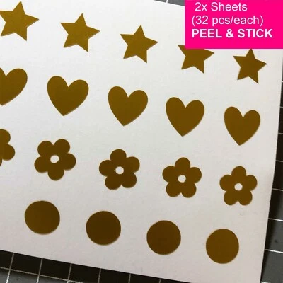 64x STAR LOVE HEART DAISY DOT STICKER Journal Scrap Book Album Merit Circle Gold - image 1 of 2