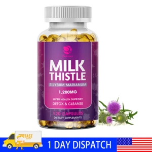 1200MG Milk Thistle (Silymarin) Liver Support,Cleanse,Detox & Repair 120Capsules - Picture 1 of 8