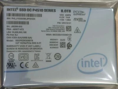 P4510 8TB Intel SSD Series DC NVME U.2 2.5" SSDPE2KX080T8 Solid State Drive- - Image 1 of 2