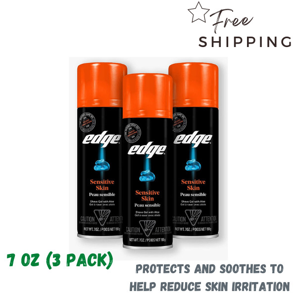 Edge Shave Gel for Men, Sensitive Skin with Aloe 7oz (3 Pack) [ Free Shipping ]