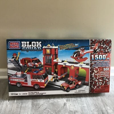 Mega Bloks BLOK SQUAD 24038 FIRE STATION FIRE TRUCK Copter 1500+Pc Sealed - Image 1 of 4