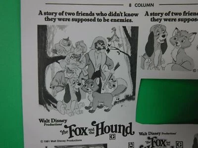The Fox and the Hound 电影迷你广告表老式广告海报电影迪士尼 — 第 1/4 张图片