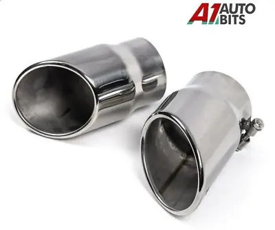 2x Exhaust Pipe Tip Trim Muffler S/S Specially For Audi Q7 3.6tfsi 3.0tdi 07-12 • 48€