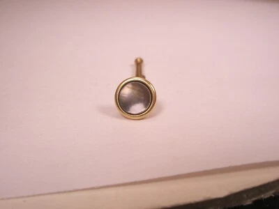 SINGLE (1) 5/16" Gray Round MOP Gold Plated Vintage Formal Tux Shirt Stud c123 - Image 1 of 4