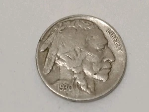1930 Buffalo Nickel Five Cents Coin - Picture 1 of 2