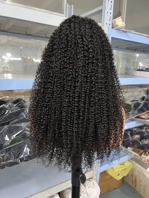 100% 18» человеческих волос 200 плотности изворотливый кудрявый половина парик 3 в 1 шнурок крышка красоты - Изображение 1 из 4