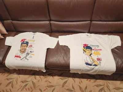 2 New Unused Ted Williams Joe DiMaggio 50th Anniversary T-Shirts Yankees Red Sox - Image 1 of 4