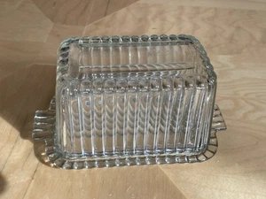 Vintage Anchor Hocking Fire King Klarglas 1 Pfund gerippt bedeckt Butterdose EUC - Bild 1 von 7