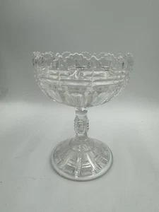 Vintage Press Glass Zippr Pattern Pedestal Compote Dish 5.5” NEW NO TAG - Picture 1 of 11