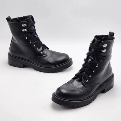 Botas de combate Madden Girl Alicee pretas meia panturrilha tamanho 8.5 - Imagem 1 de 4