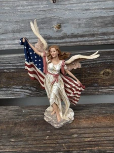 Home Interiors 11922 Angel Protecting Old Glory 12" Porcelain Ceramic Figure - Picture 1 of 9