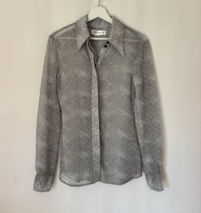 Victoria Beckham Shirt Womens 6 Gray Button Down Collar Lightweight Animal Print - Picture 1 of 13