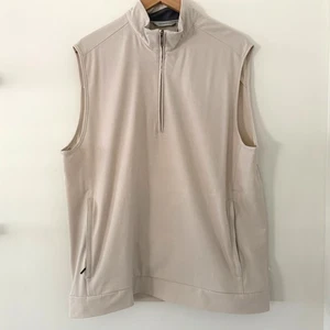 Ashworth Golf Half-Zip Performance Vest Men's Large Beige Wind & Water-Resistant - Picture 1 of 10