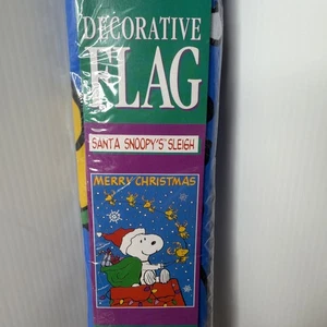 ¡Nuevo! "Bandera grande de porche/cubierta Peanuts Santa Snoopy's Sleigh 1999 de colección 28"" X 40""" - Imagen 1 de 24