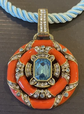 Collar Cuerda Turquesa Heidi Daus Newport Chic Esmalte Naranja Cristales Transparentes Foto 1 de 4