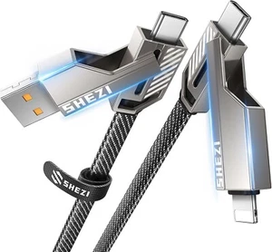 SHEZI [Un câble tous appareils] 4 en 1 USB C [480Mbps Data Sync] 60W Multi Fast C - Photo 1/6