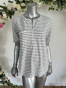 Womens Joules T Shirt Top Size 12 Ada Cream Navy Stripe NEW FREEPOST OW06 - Picture 1 of 23