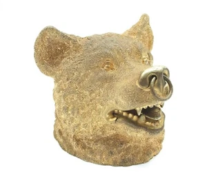 19th C. Russian Dore Gilt Bronze Bear Head, Figural Inkwell, Antique - Picture 1 of 12