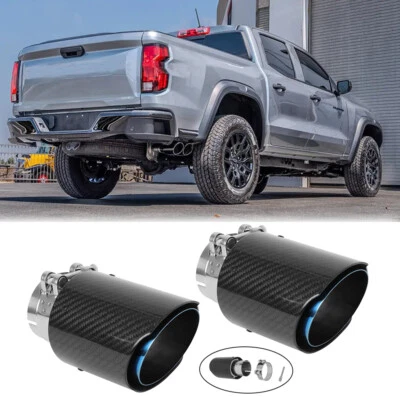 Para GMC Canyon 2004-25 Doble 2.5" a 3.5" Acero Inoxidable Cuádruple Punta de Escape Carbono Foto 1 de 4