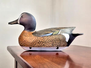 Duck Decoy William "Bill" Goenne branded Drake Blue Winged Teal vintage - Picture 1 of 6
