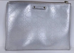 Kate Spade New York Metro Cosmetic Bag Clutch Gray Patent Leather Dotted Spades - Bild 1 von 12