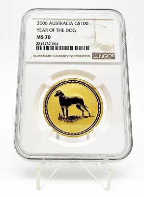 Australia 2006 100$ Year Of The DOG Lunar Series 1 oz Gold Coin NGC MS70 - Image 1 of 4