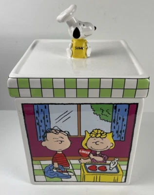 VTG Peanuts Snoopy Ceramic Canister Chef Snoopy Coking Linus Sally DANBURY MINT - Image 1 of 4