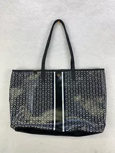 TORY BURCH Gemini Chain Link TOTE Handbag Motif Large Bag Black White - Picture 1 of 19