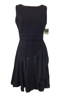 Taylor Black Cocktail Sleeveless Ruffle Skirt Fit And Flare Dress Sz 8 Slimming - Picture 1 of 8