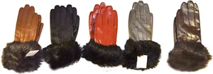 Woman's Fur trim Leather Gloves Leather gloves. Size S, M, L, XL. Dress Gloves - Picture 1 of 68