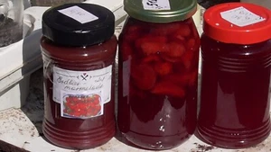 3 x Gläser Erdbeermarmelade mit Fruchtstückchen oder ohne BIO ca 1,2 kg netto - Bild 1 von 7