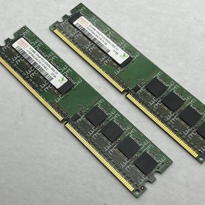 1GB Ram ( 2pcs ) 512mb PC2-5300u-555 667MHz DDR2 SDRAM Memory Non ECC hynix - Image 1 of 4