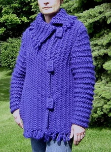Fringe Benefits Coat - Chris Bylsma Designs KNITTING PATTERN - 42"-50" Easy Knit - Picture 1 of 3