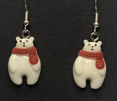 Polar Bear Earrings, Gift Idea, Christmas Earrings, Holiday Earring, Polar Bear - Изображение 1 из 4