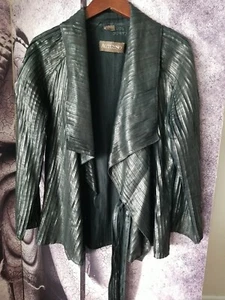 AUTUNNO Flyaway Damenjacke Leder Bindegürtel schwarz Größe M YJ01 - Bild 1 von 9