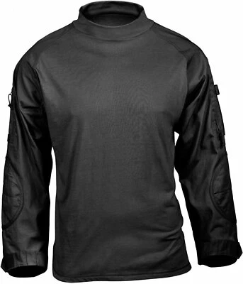 ROTHCO Black Tactical Airsoft Combat Shirt Lightweight Paintball Base Layer Shirt Top