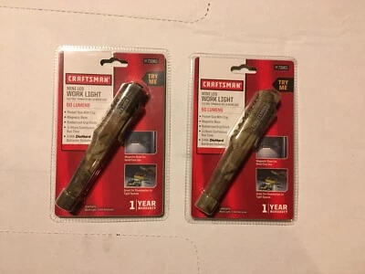 2 Craftsman Mini Luz de Trabajo LED Base Magnética 60 Lúmenes Bolsillo Tamaño 3473961 Camuflaje Foto 1 de 4