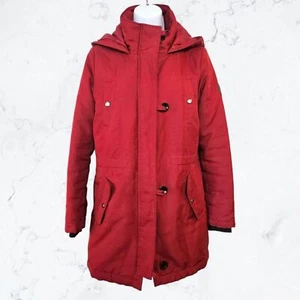 Giacca cappotto parka autunno inverno con cappuccio e zip davanti solo rosso bottoni taglia S - Foto 1 di 6